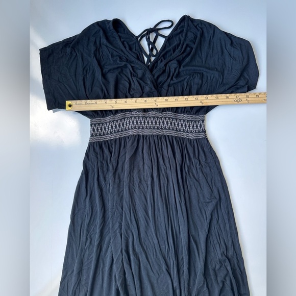 Soma Black Smocked Waist Short Sleeve Lightweight Soft Stretch Dress Women’s XS - Picture 4 of 6